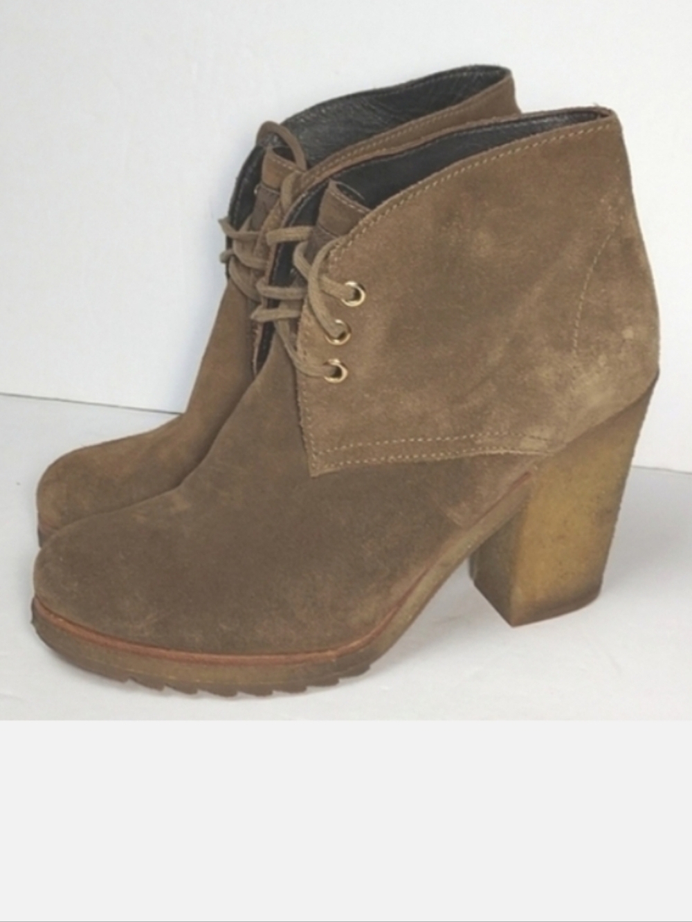 Vintage Prada Sport Desert Boots Brown Suede Heeled Booties Size 37